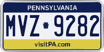 PA license plate MVZ9282