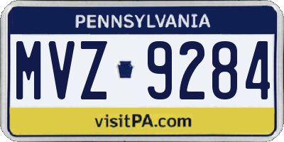 PA license plate MVZ9284