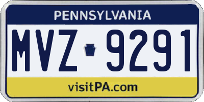 PA license plate MVZ9291