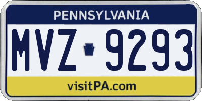 PA license plate MVZ9293