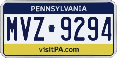 PA license plate MVZ9294