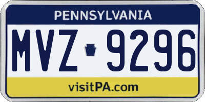 PA license plate MVZ9296