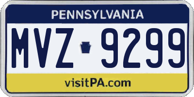 PA license plate MVZ9299