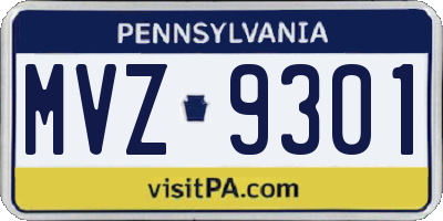 PA license plate MVZ9301