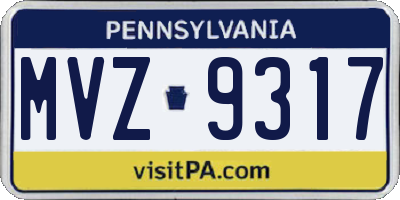 PA license plate MVZ9317