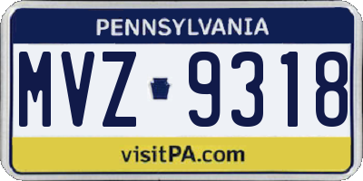 PA license plate MVZ9318