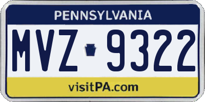 PA license plate MVZ9322