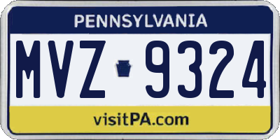PA license plate MVZ9324