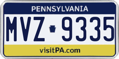 PA license plate MVZ9335