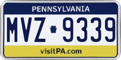 PA license plate MVZ9339