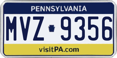PA license plate MVZ9356
