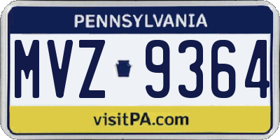 PA license plate MVZ9364