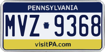 PA license plate MVZ9368