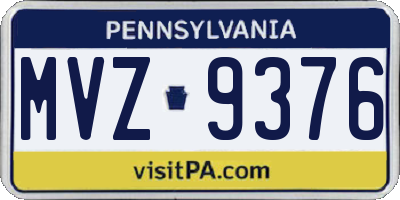 PA license plate MVZ9376