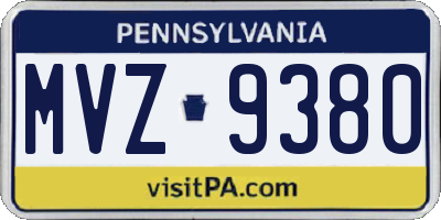 PA license plate MVZ9380