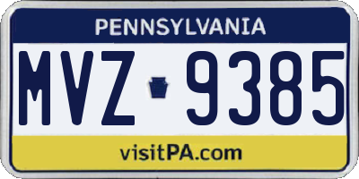 PA license plate MVZ9385