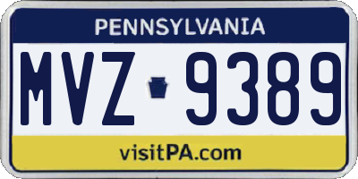 PA license plate MVZ9389