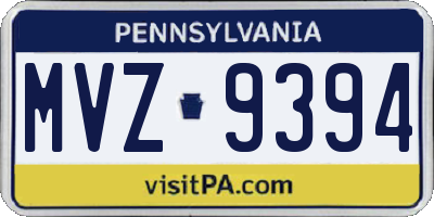 PA license plate MVZ9394
