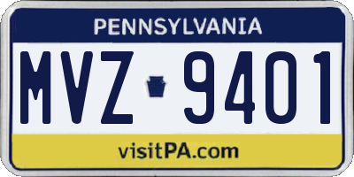 PA license plate MVZ9401