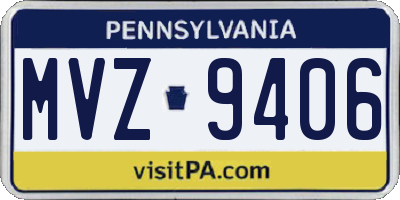 PA license plate MVZ9406
