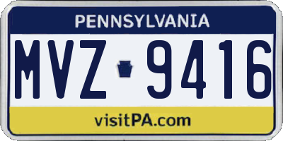 PA license plate MVZ9416