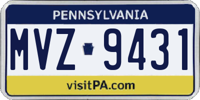 PA license plate MVZ9431