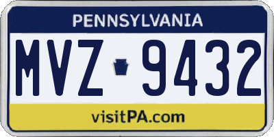 PA license plate MVZ9432