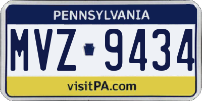 PA license plate MVZ9434