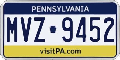 PA license plate MVZ9452