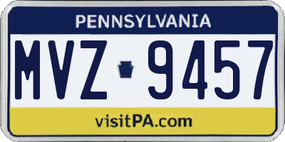 PA license plate MVZ9457