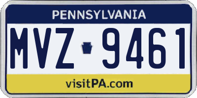PA license plate MVZ9461