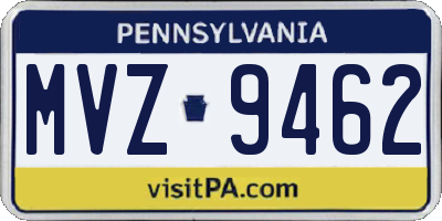 PA license plate MVZ9462