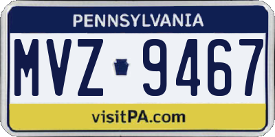PA license plate MVZ9467