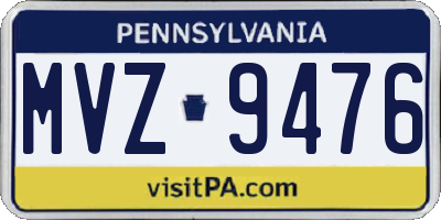 PA license plate MVZ9476