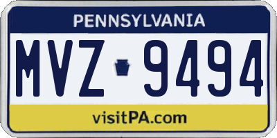 PA license plate MVZ9494