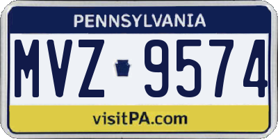 PA license plate MVZ9574