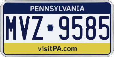 PA license plate MVZ9585