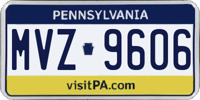 PA license plate MVZ9606