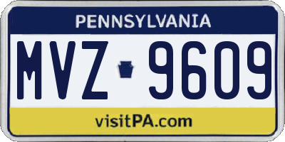 PA license plate MVZ9609