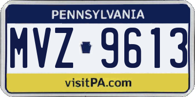 PA license plate MVZ9613