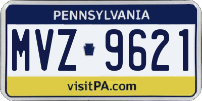 PA license plate MVZ9621
