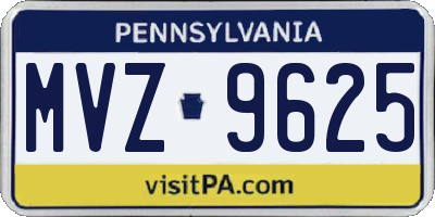 PA license plate MVZ9625