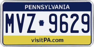 PA license plate MVZ9629
