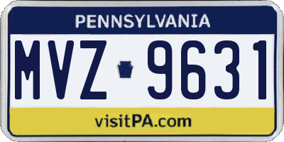 PA license plate MVZ9631