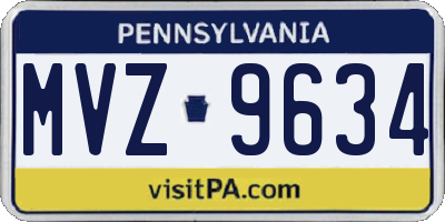 PA license plate MVZ9634