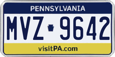 PA license plate MVZ9642