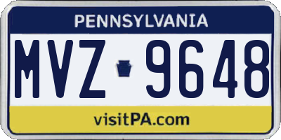 PA license plate MVZ9648
