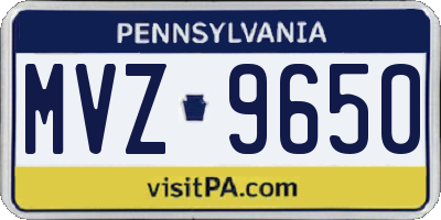 PA license plate MVZ9650