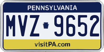 PA license plate MVZ9652