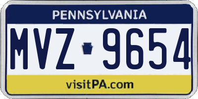 PA license plate MVZ9654